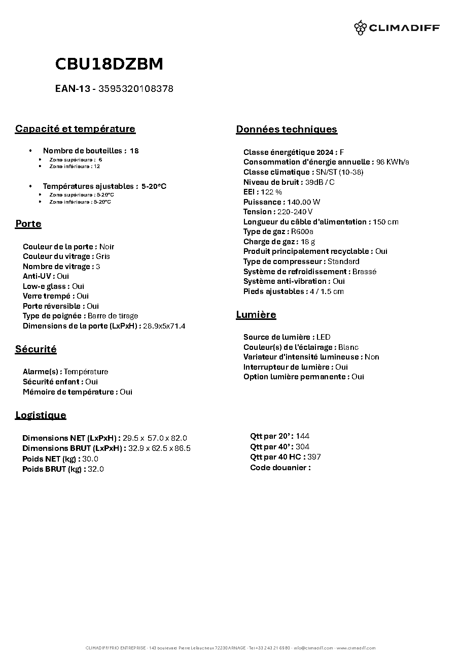 Fiche technique fournisseur