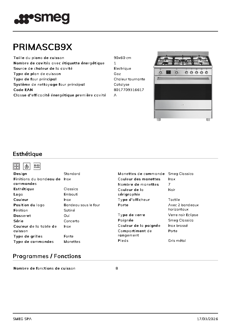 Fiche technique fournisseur