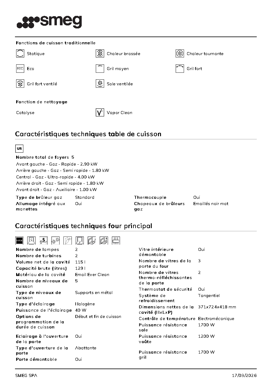 Fiche technique fournisseur