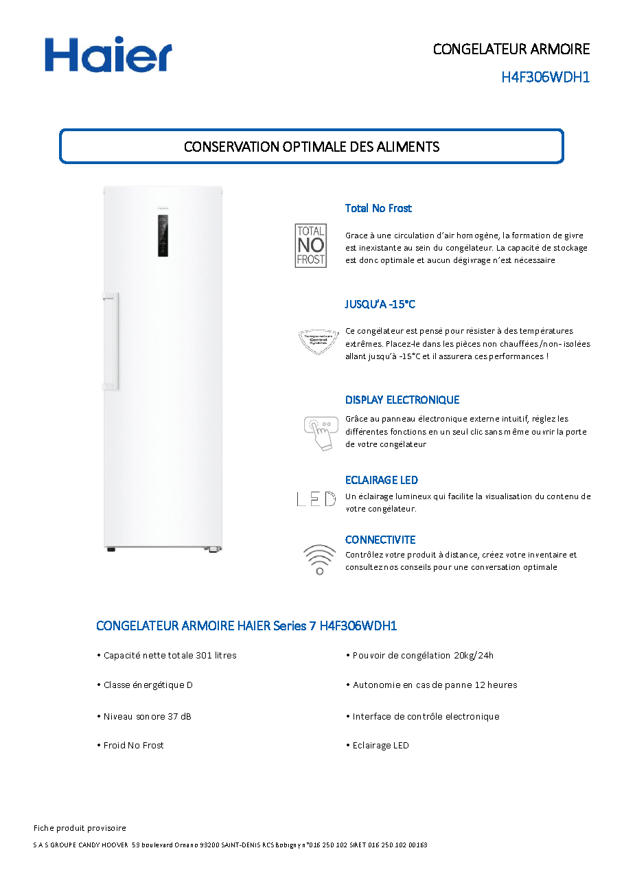 Fiche technique fournisseur