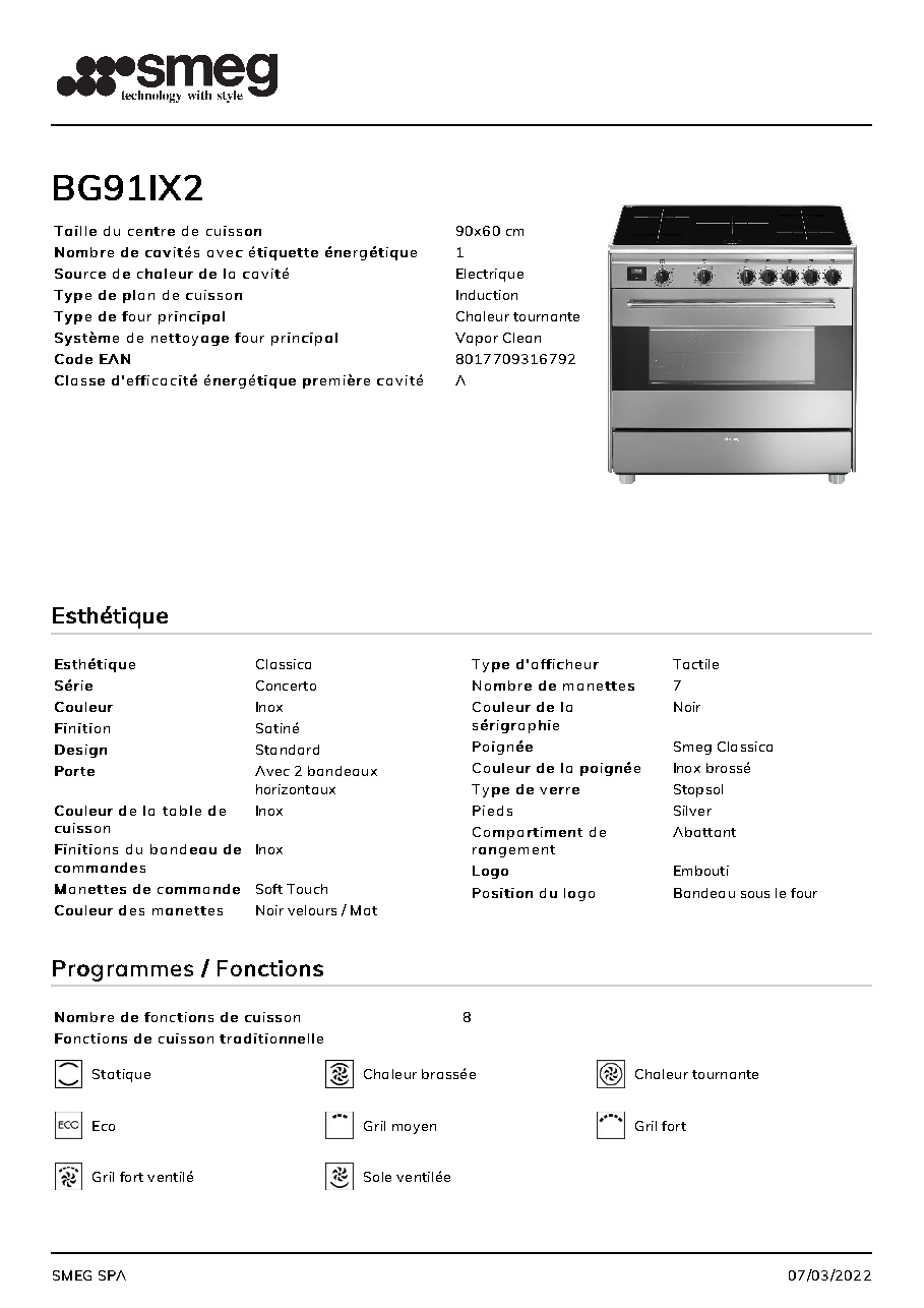 Fiche technique fournisseur
