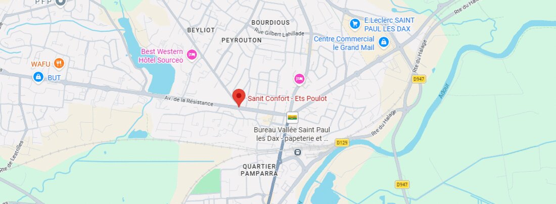 Plan d'accès à Sanit Confort, Saint-Paul-lès-Dax